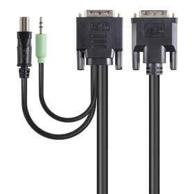 TAA 2 DVI/USB/AUD SKVM CBL, DVI-D M/M; USB A/B, 10', Black, hi-res